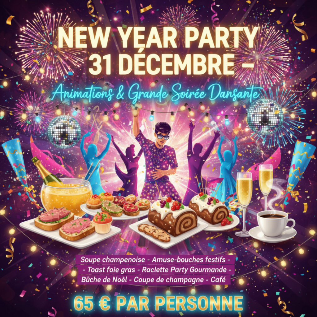 Soirée Nouvel an au Konvivio Béziers le mercredi 31 Décembre au soir ! Animations et grande soirée dansante 65€ / personne.