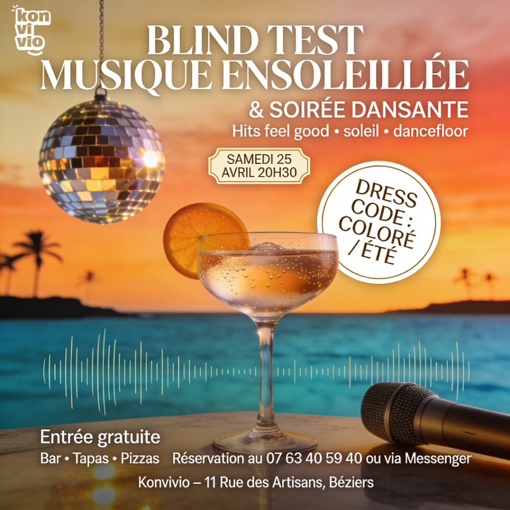 L'été arrive petit à petit, venez découvrir les meilleures son de l'été suivi de la soirée dansante de Konvivio