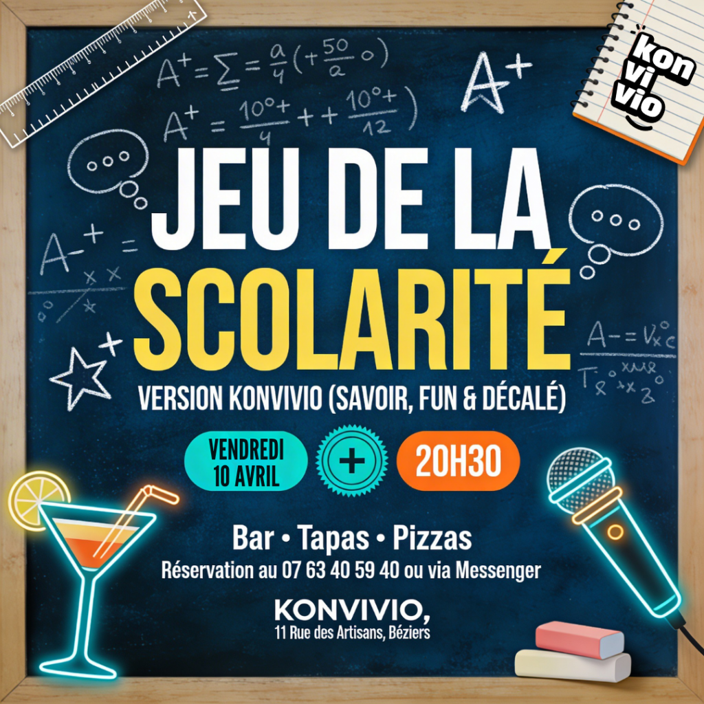 Venez tester vos connaissances avec le jeu de la scolarité version Konvivio à Béziers