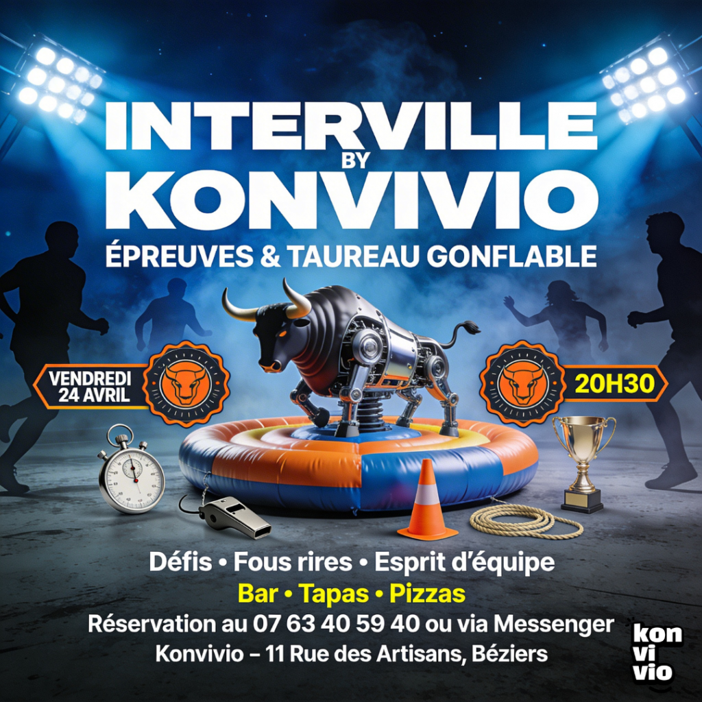 Venez défier le taureau de Konvivio et ces épreuves dans la soirée interville à Béziers